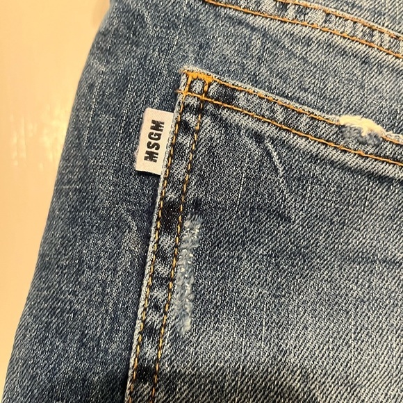 MSGM Womens Blue Denim Cut Off shorts Raw Hem Size 40 US 4 Made in Italy - Picture 4 of 11